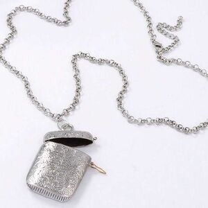 Zara Embossed Box Metal Bag Necklace